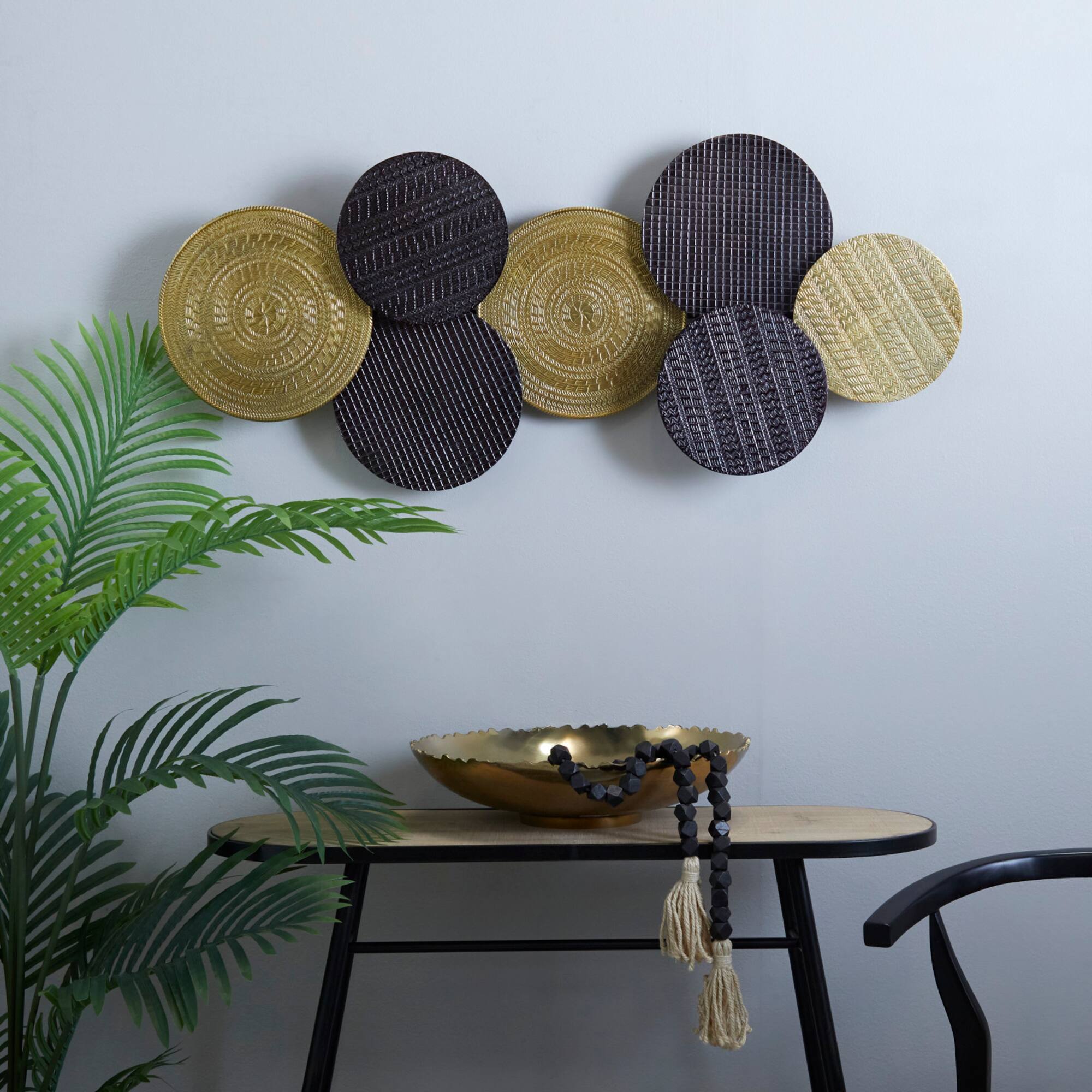 42" Aluminum Carved Design Plates Wall Décor